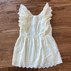 LoveShackFancy Cream Kids Dress with Ruffle Sleeves